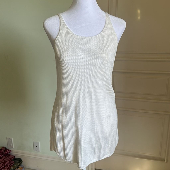 Scoop Neck Knit Sweater Tank Top Tunic in White Size Large - Picture 4 of 9